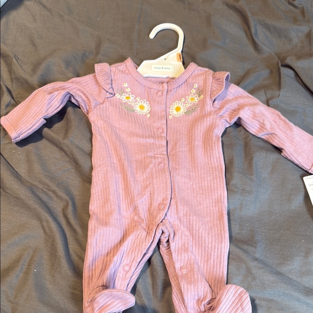 Carter's Mauve Floral Ruffle Footie